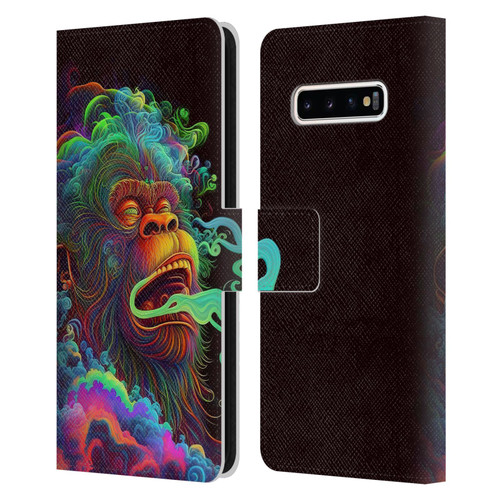 Wumples Cosmic Animals Clouded Monkey Leather Book Wallet Case Cover For Samsung Galaxy S10+ / S10 Plus