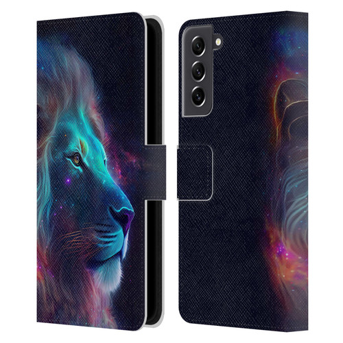 Wumples Cosmic Animals Lion Leather Book Wallet Case Cover For Samsung Galaxy S21 FE 5G