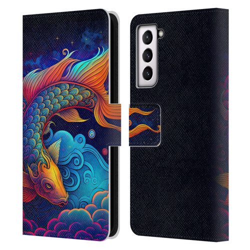 Wumples Cosmic Animals Clouded Koi Fish Leather Book Wallet Case Cover For Samsung Galaxy S21 5G