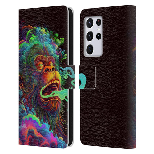 Wumples Cosmic Animals Clouded Monkey Leather Book Wallet Case Cover For Samsung Galaxy S21 Ultra 5G