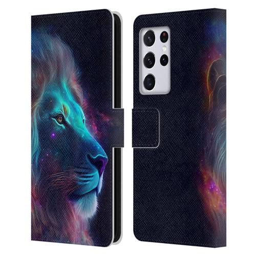 Wumples Cosmic Animals Lion Leather Book Wallet Case Cover For Samsung Galaxy S21 Ultra 5G