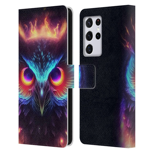 Wumples Cosmic Animals Owl Leather Book Wallet Case Cover For Samsung Galaxy S21 Ultra 5G