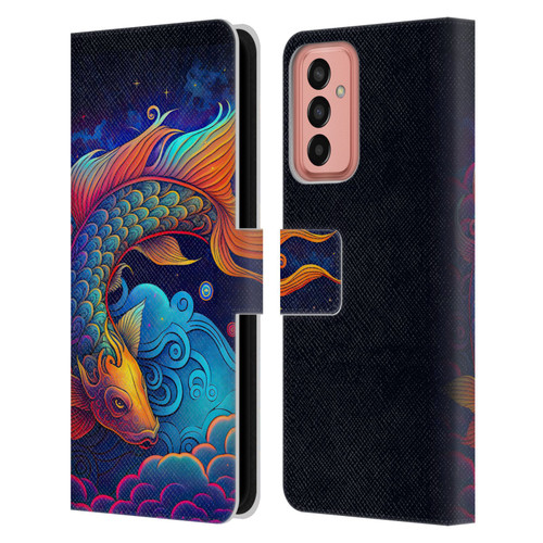 Wumples Cosmic Animals Clouded Koi Fish Leather Book Wallet Case Cover For Samsung Galaxy M13 (2022)