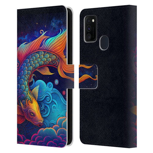 Wumples Cosmic Animals Clouded Koi Fish Leather Book Wallet Case Cover For Samsung Galaxy M30s (2019)/M21 (2020)