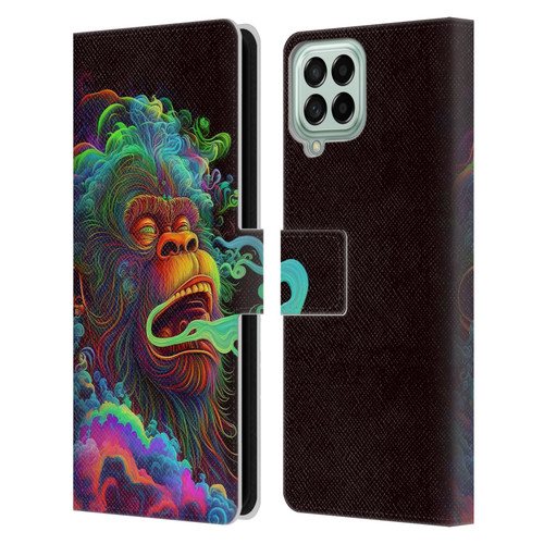Wumples Cosmic Animals Clouded Monkey Leather Book Wallet Case Cover For Samsung Galaxy M33 (2022)