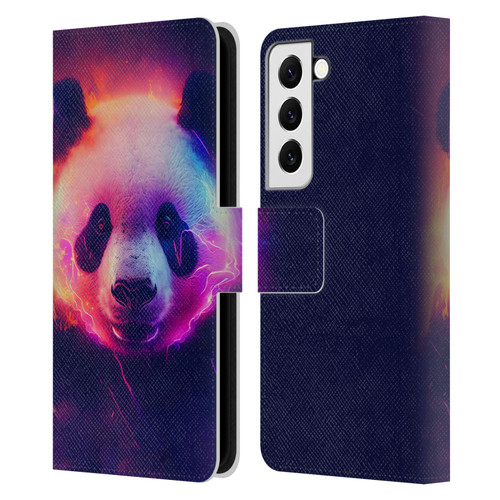 Wumples Cosmic Animals Panda Leather Book Wallet Case Cover For Samsung Galaxy S22 5G