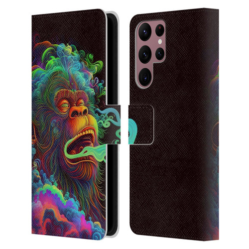 Wumples Cosmic Animals Clouded Monkey Leather Book Wallet Case Cover For Samsung Galaxy S22 Ultra 5G