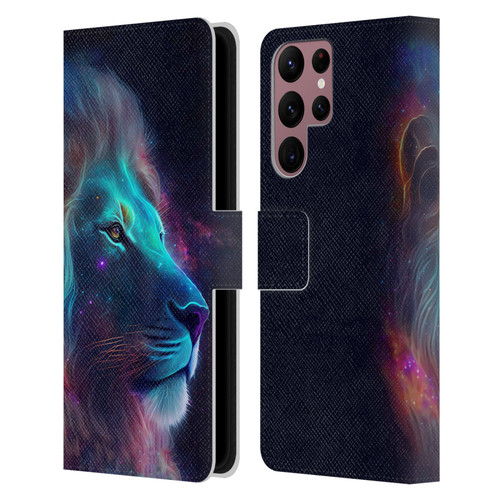 Wumples Cosmic Animals Lion Leather Book Wallet Case Cover For Samsung Galaxy S22 Ultra 5G