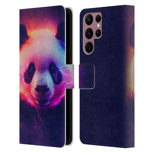 Wumples Cosmic Animals Panda Leather Book Wallet Case Cover For Samsung Galaxy S22 Ultra 5G