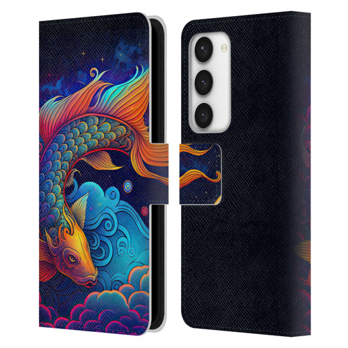 Wumples Cosmic Animals Clouded Koi Fish Leather Book Wallet Case Cover For Samsung Galaxy S23 5G