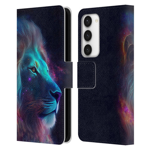 Wumples Cosmic Animals Lion Leather Book Wallet Case Cover For Samsung Galaxy S23 5G