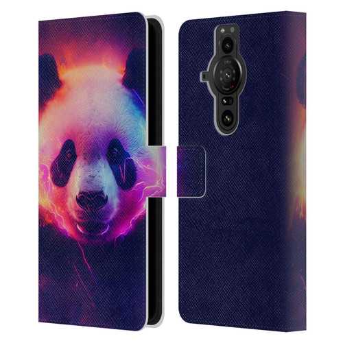 Wumples Cosmic Animals Panda Leather Book Wallet Case Cover For Sony Xperia Pro-I