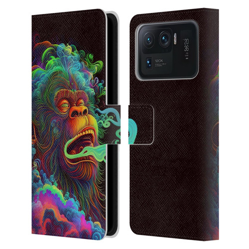 Wumples Cosmic Animals Clouded Monkey Leather Book Wallet Case Cover For Xiaomi Mi 11 Ultra