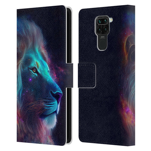 Wumples Cosmic Animals Lion Leather Book Wallet Case Cover For Xiaomi Redmi Note 9 / Redmi 10X 4G