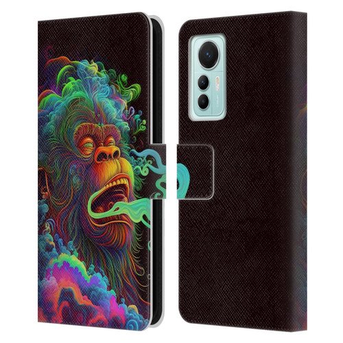 Wumples Cosmic Animals Clouded Monkey Leather Book Wallet Case Cover For Xiaomi 12 Lite