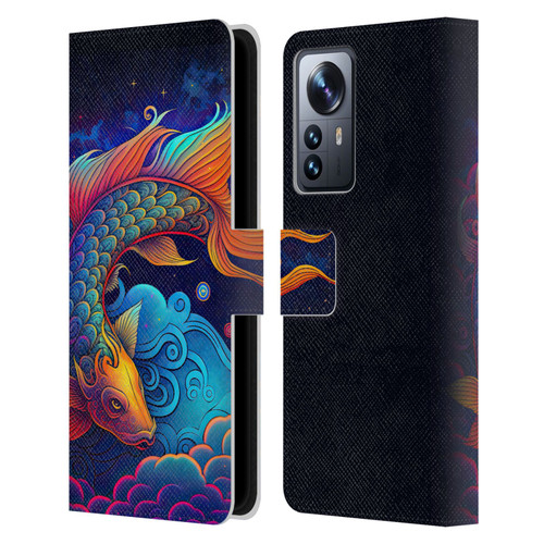 Wumples Cosmic Animals Clouded Koi Fish Leather Book Wallet Case Cover For Xiaomi 12 Pro