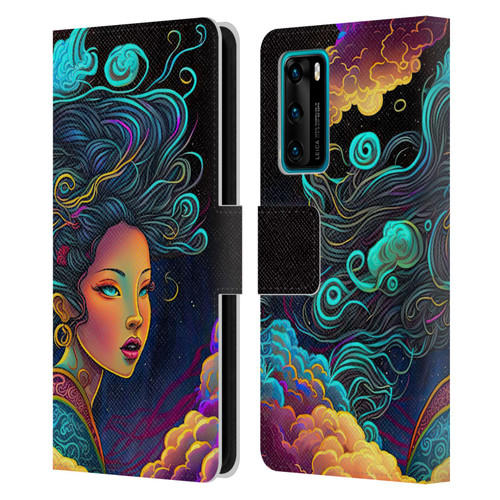 Wumples Cosmic Arts Cloud Goddess Leather Book Wallet Case Cover For Huawei P40 5G