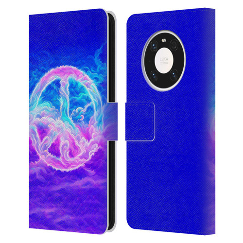 Wumples Cosmic Arts Clouded Peace Symbol Leather Book Wallet Case Cover For Huawei Mate 40 Pro 5G