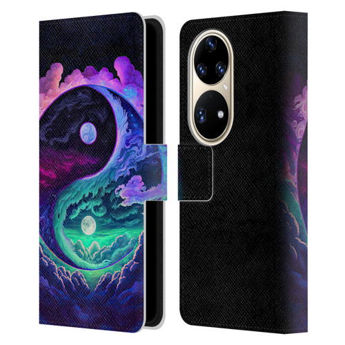 Wumples Cosmic Arts Clouded Yin Yang Leather Book Wallet Case Cover For Huawei P50 Pro