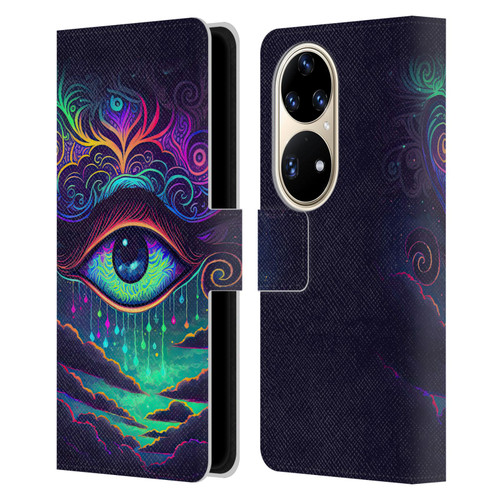 Wumples Cosmic Arts Eye Leather Book Wallet Case Cover For Huawei P50 Pro