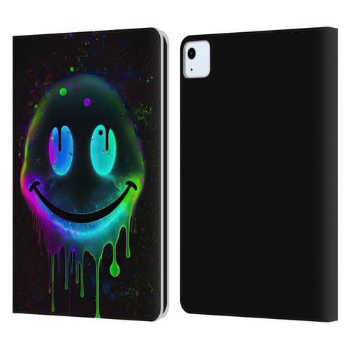 Wumples Cosmic Arts Drip Smiley Leather Book Wallet Case Cover For Apple iPad Air 2020 / 2022