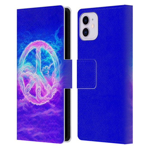 Wumples Cosmic Arts Clouded Peace Symbol Leather Book Wallet Case Cover For Apple iPhone 11
