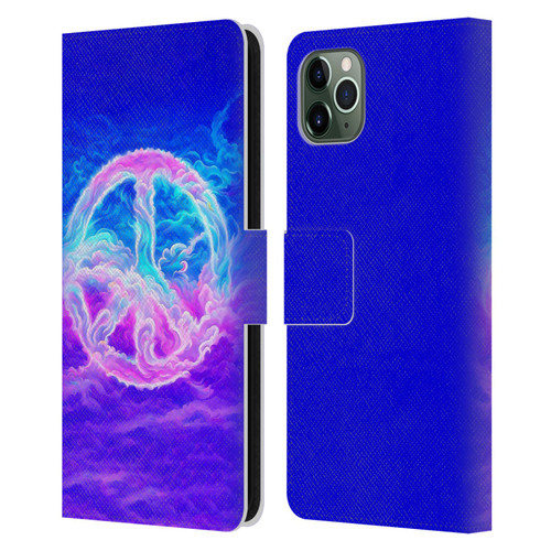 Wumples Cosmic Arts Clouded Peace Symbol Leather Book Wallet Case Cover For Apple iPhone 11 Pro Max