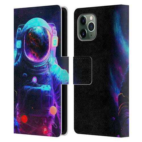 Wumples Cosmic Arts Astronaut Leather Book Wallet Case Cover For Apple iPhone 11 Pro