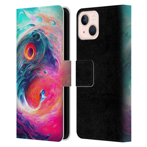 Wumples Cosmic Arts Blue And Pink Yin Yang Vortex Leather Book Wallet Case Cover For Apple iPhone 13