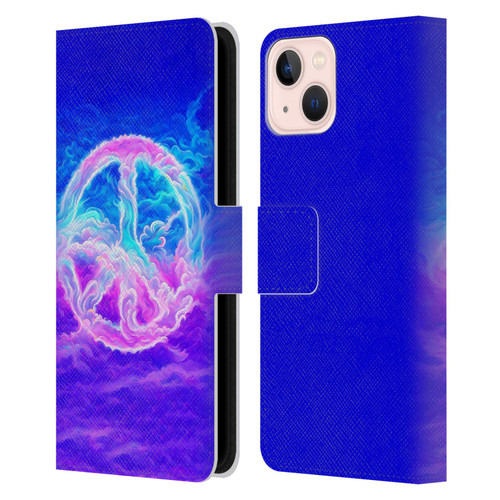 Wumples Cosmic Arts Clouded Peace Symbol Leather Book Wallet Case Cover For Apple iPhone 13