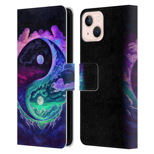 Wumples Cosmic Arts Clouded Yin Yang Leather Book Wallet Case Cover For Apple iPhone 13