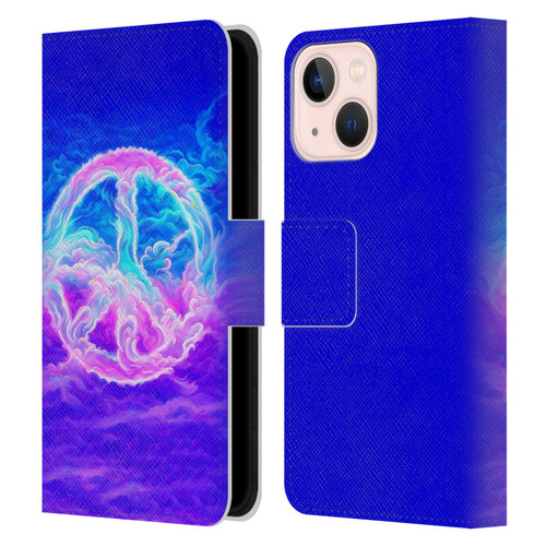 Wumples Cosmic Arts Clouded Peace Symbol Leather Book Wallet Case Cover For Apple iPhone 13 Mini