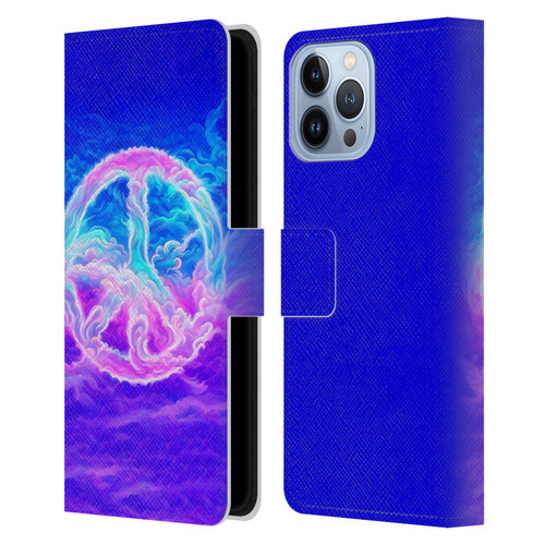Wumples Cosmic Arts Clouded Peace Symbol Leather Book Wallet Case Cover For Apple iPhone 13 Pro Max