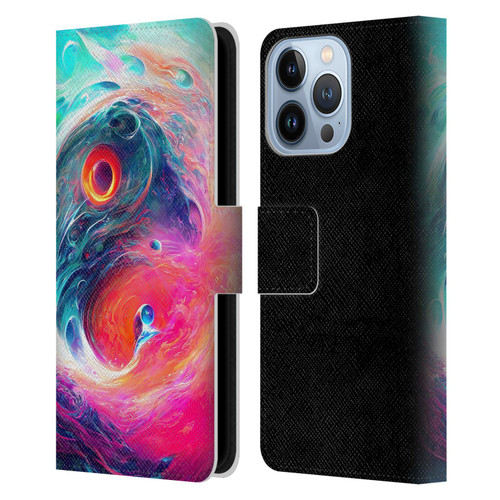 Wumples Cosmic Arts Blue And Pink Yin Yang Vortex Leather Book Wallet Case Cover For Apple iPhone 13 Pro
