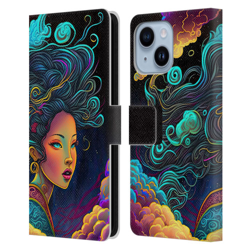 Wumples Cosmic Arts Cloud Goddess Leather Book Wallet Case Cover For Apple iPhone 14 Plus