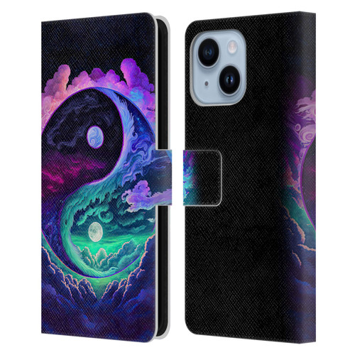 Wumples Cosmic Arts Clouded Yin Yang Leather Book Wallet Case Cover For Apple iPhone 14 Plus
