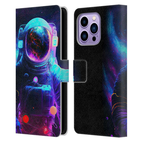 Wumples Cosmic Arts Astronaut Leather Book Wallet Case Cover For Apple iPhone 14 Pro Max