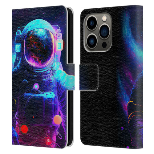Wumples Cosmic Arts Astronaut Leather Book Wallet Case Cover For Apple iPhone 14 Pro