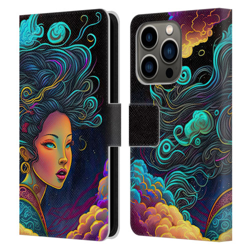 Wumples Cosmic Arts Cloud Goddess Leather Book Wallet Case Cover For Apple iPhone 14 Pro