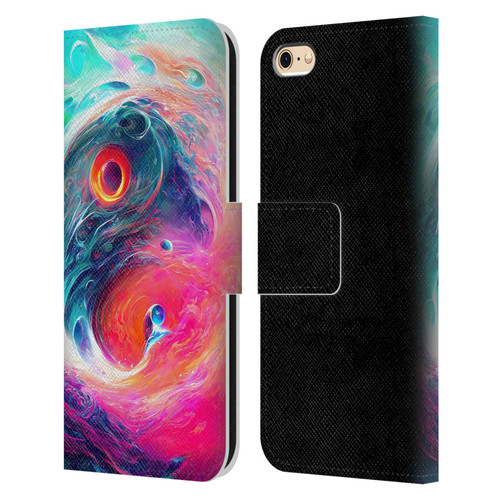 Wumples Cosmic Arts Blue And Pink Yin Yang Vortex Leather Book Wallet Case Cover For Apple iPhone 6 / iPhone 6s