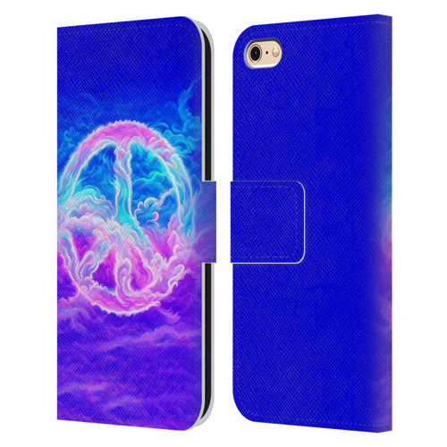 Wumples Cosmic Arts Clouded Peace Symbol Leather Book Wallet Case Cover For Apple iPhone 6 / iPhone 6s
