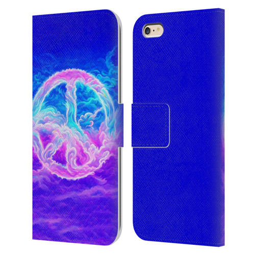 Wumples Cosmic Arts Clouded Peace Symbol Leather Book Wallet Case Cover For Apple iPhone 6 Plus / iPhone 6s Plus