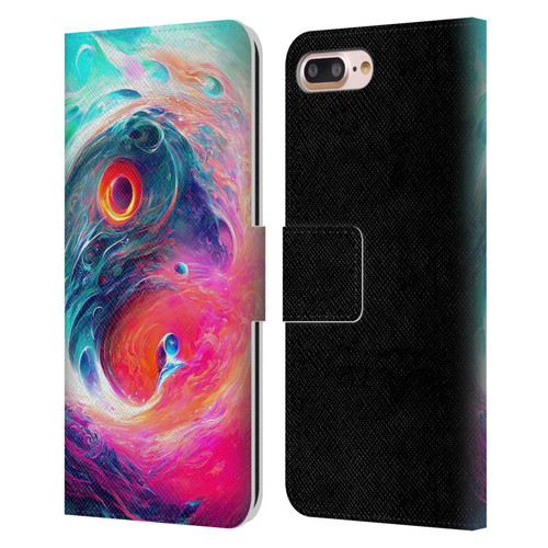 Wumples Cosmic Arts Blue And Pink Yin Yang Vortex Leather Book Wallet Case Cover For Apple iPhone 7 Plus / iPhone 8 Plus