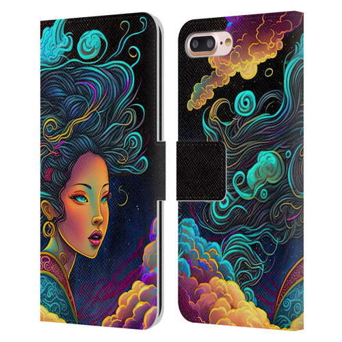 Wumples Cosmic Arts Cloud Goddess Leather Book Wallet Case Cover For Apple iPhone 7 Plus / iPhone 8 Plus