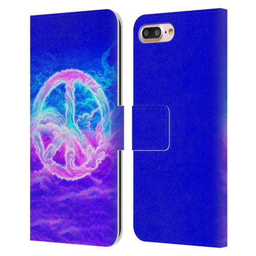 Wumples Cosmic Arts Clouded Peace Symbol Leather Book Wallet Case Cover For Apple iPhone 7 Plus / iPhone 8 Plus