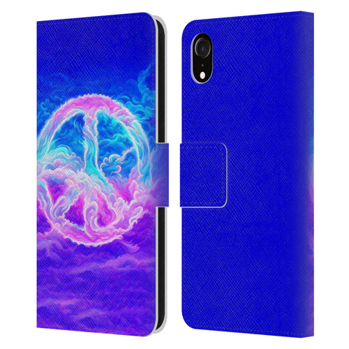 Wumples Cosmic Arts Clouded Peace Symbol Leather Book Wallet Case Cover For Apple iPhone XR