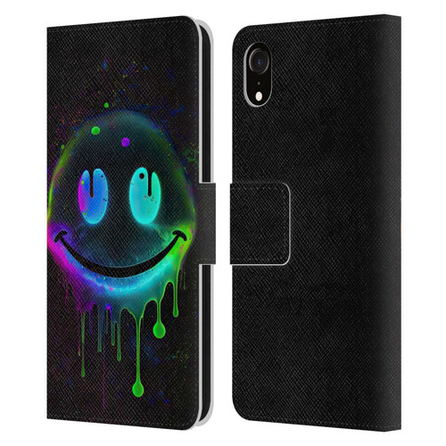Wumples Cosmic Arts Drip Smiley Leather Book Wallet Case Cover For Apple iPhone XR