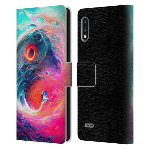 Wumples Cosmic Arts Blue And Pink Yin Yang Vortex Leather Book Wallet Case Cover For LG K22