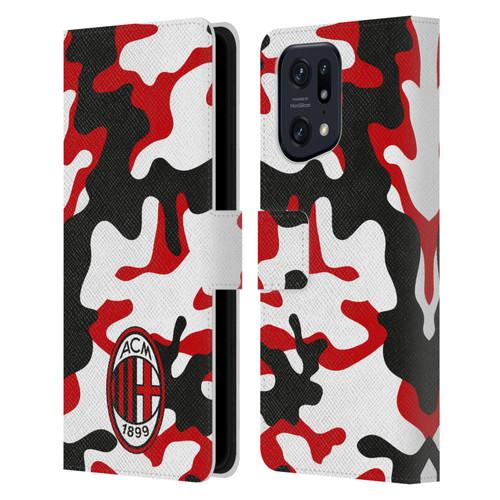 AC Milan Crest Patterns Camouflage Leather Book Wallet Case Cover For OPPO Find X5 Pro