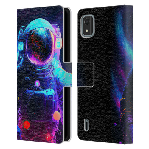 Wumples Cosmic Arts Astronaut Leather Book Wallet Case Cover For Nokia C2 2nd Edition